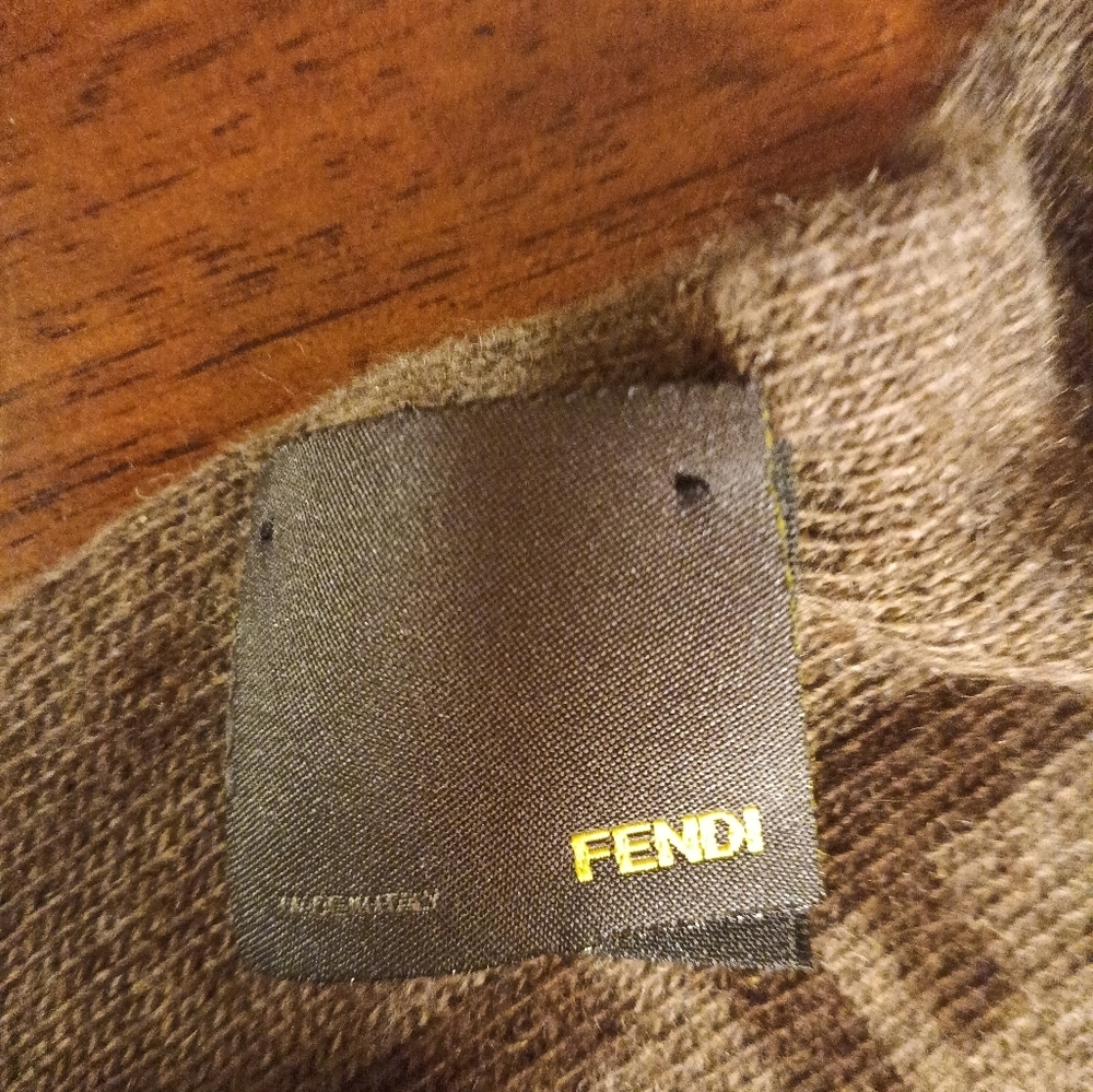 Fendi Brown Logo Scarf - Picture 9 of 10